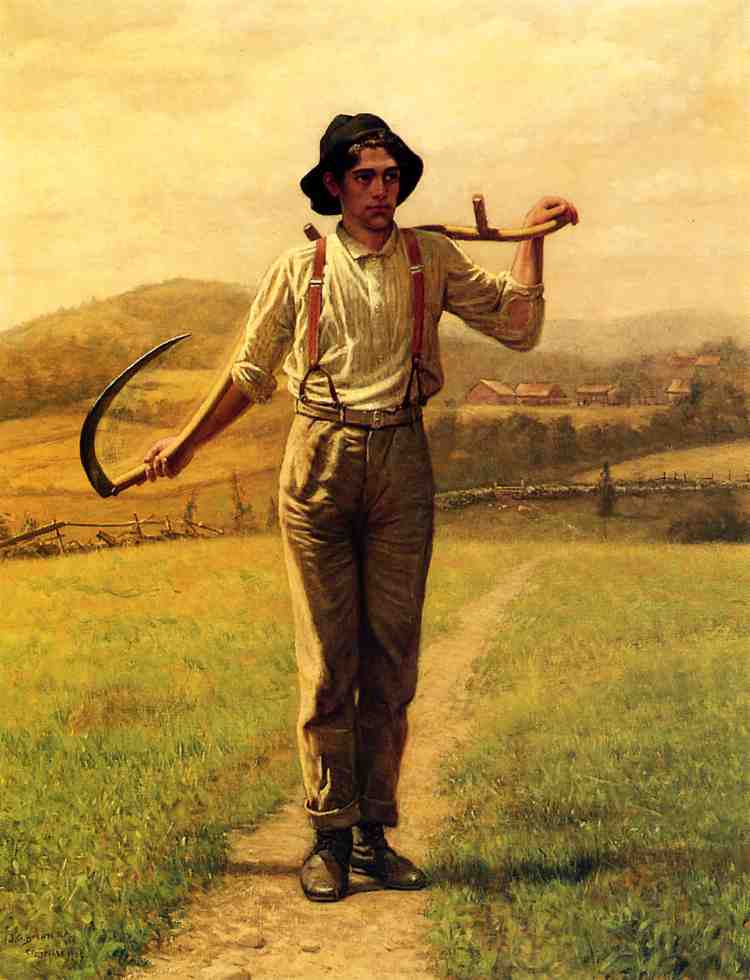Fieldhand with Sythe, vintage artwork by John George Brown, 12x8" (A4) Poster