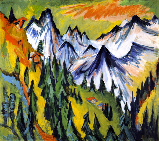 Berggipfel, vintage artwork by Ernst Ludwig Kirchner, 12x8" (A4) Poster