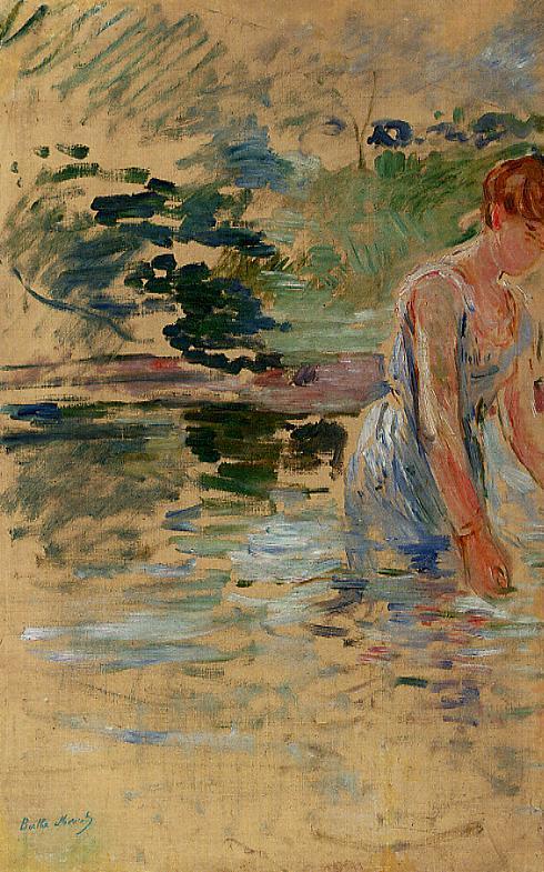 The Bath at Mesnil, vintage artwork by Berthe Morisot, 12x8" (A4) Poster