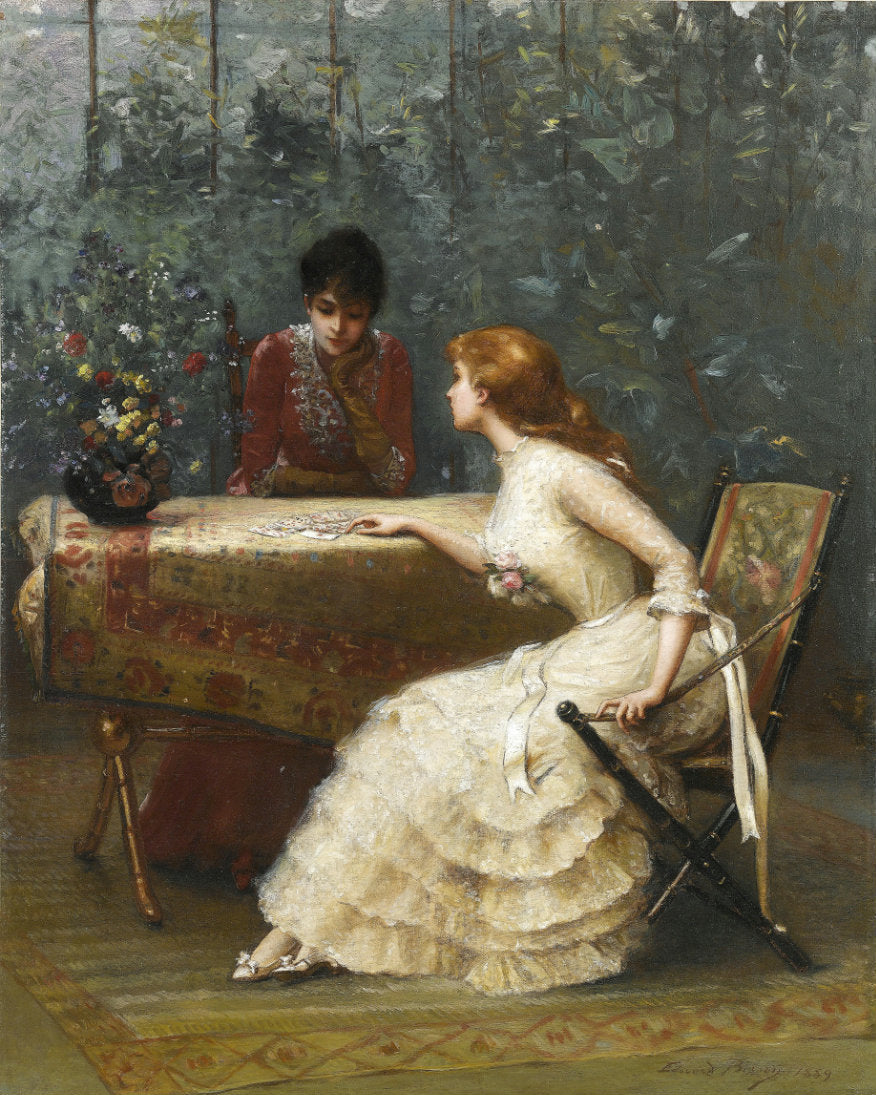 Question to the Cards, vintage artwork by Edouard Bisson, 12x8" (A4) Poster