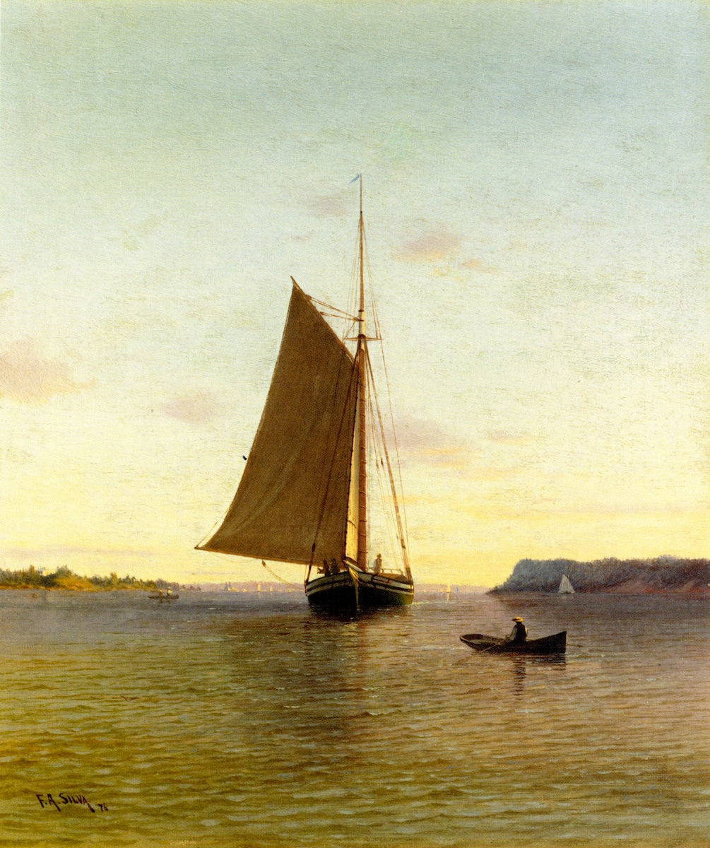 View on the Hudson River, vintage artwork by Francis A. Silva, 12x8" (A4) Poster