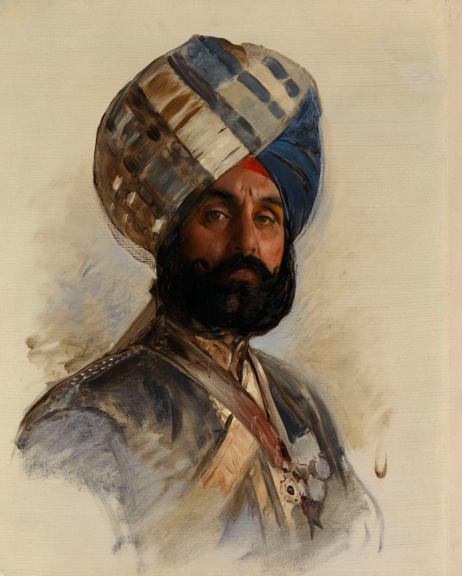 Risaldar-Major Hukam Singh, Sirdar Bahadur, 16th Bengal Cavalry, vintage artwork by Rudolph Swoboda, A3 (16x12") Poster Print
