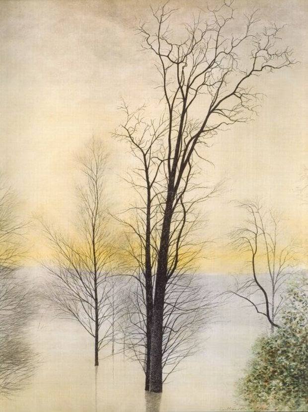 Trees in the Flood, vintage artwork by Leon Spilliaert, 12x8" (A4) Poster