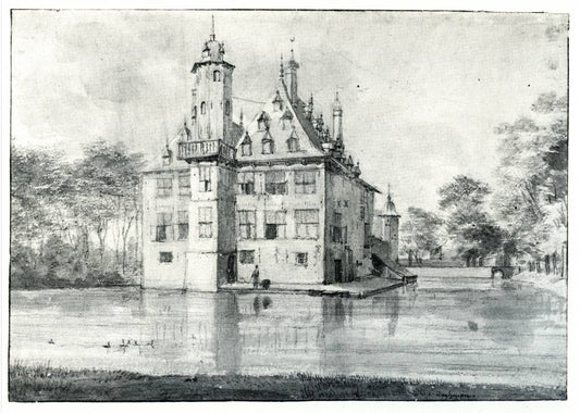 Huis te Voorn in De Meern, vintage artwork by Roelant Roghman, 12x8" (A4) Poster