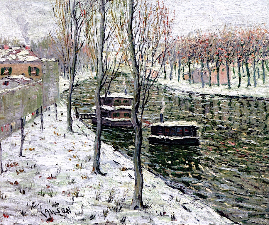 Houseboats, vintage artwork by Ernest Lawson, 12x8" (A4) Poster