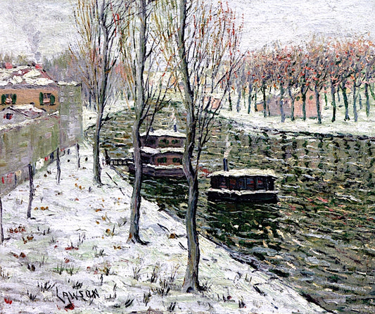 Houseboats, vintage artwork by Ernest Lawson, 12x8" (A4) Poster
