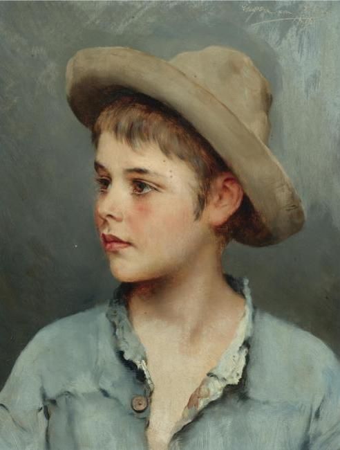 His New Hat, vintage artwork by Eugene von Blaas, 12x8" (A4) Poster