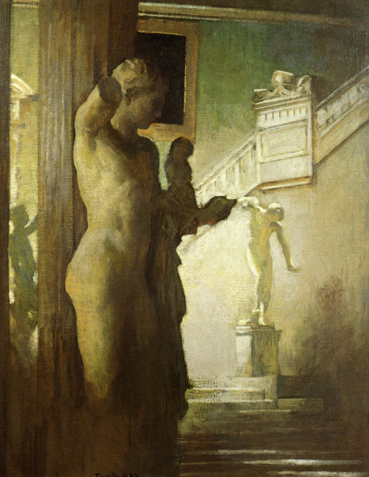 Interior of the Corcoran Gallery of Art, vintage artwork by Edmund Tarbell, 12x8" (A4) Poster