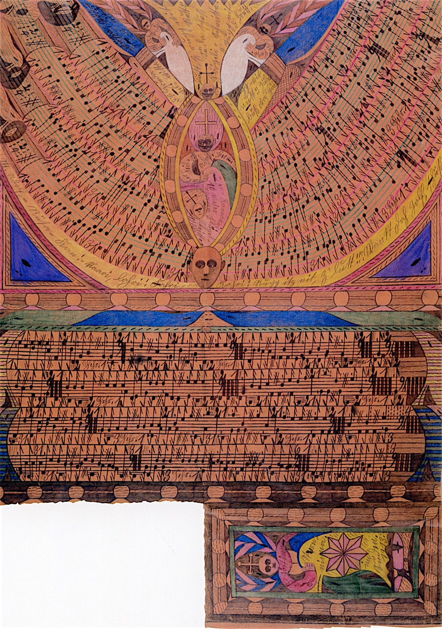 Giant Canary: Wingspan 10 Meters, vintage artwork by Adolf Wölfli, 12x8" (A4) Poster