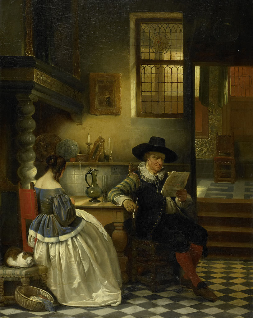 Seventeenth-century interior, vintage artwork by Jan August Hendrik Leys, A3 (16x12") Poster Print