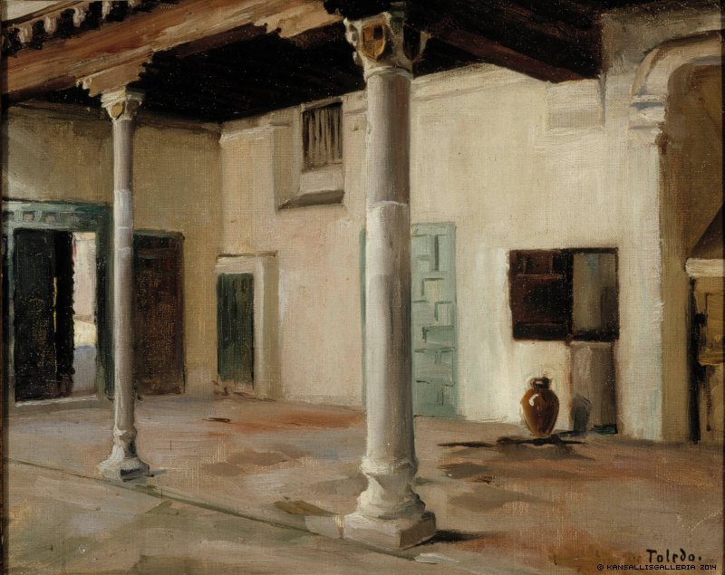 Courtyard in Toledo, vintage artwork by Albert Edelfelt, 12x8" (A4) Poster