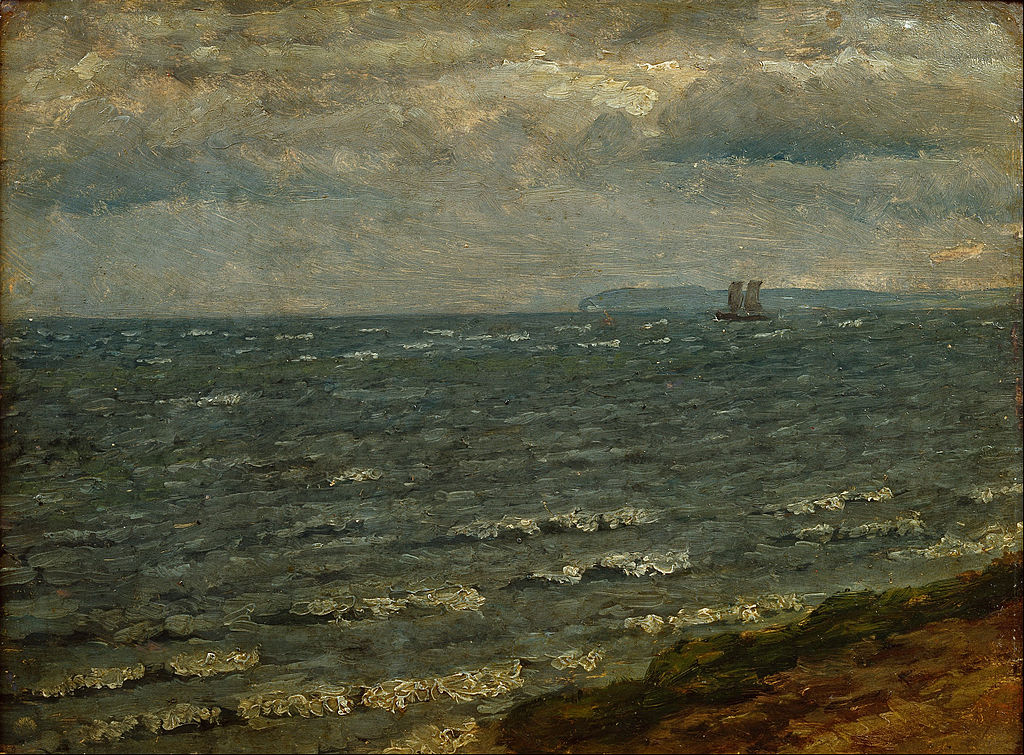 Seascape with impending rain. Lillebælt, vintage artwork by Dankvart Dreyer, A3 (16x12") Poster Print