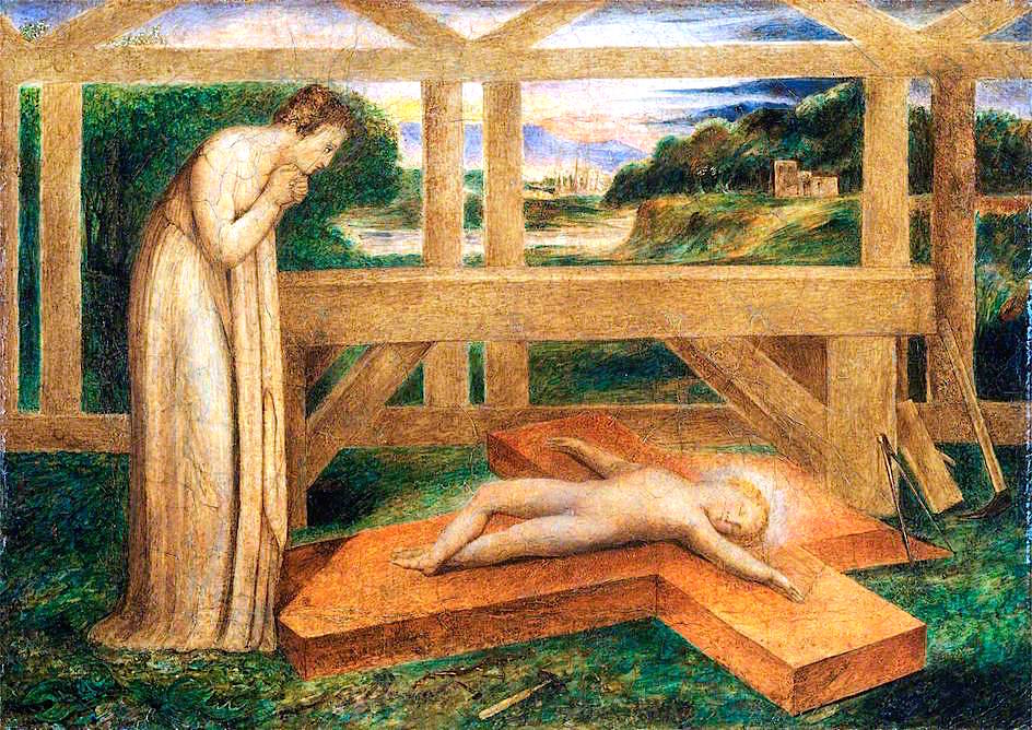 The Christ Child Asleep on the Cross, vintage artwork by William Blake, 12x8" (A4) Poster