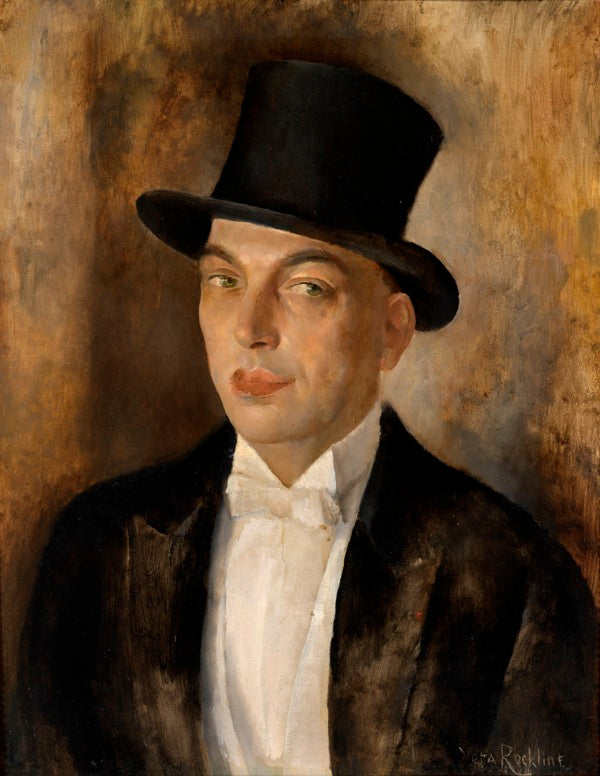 Portrait of a Man in a Top Hat, vintage artwork by Vera Rockline, 12x8" (A4) Poster