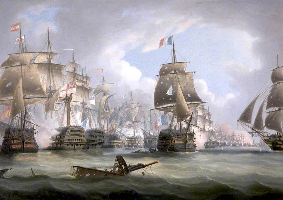 Battle of Trafalgar, 21 October 1805, vintage artwork by Thomas Buttersworth, 12x8" (A4) Poster