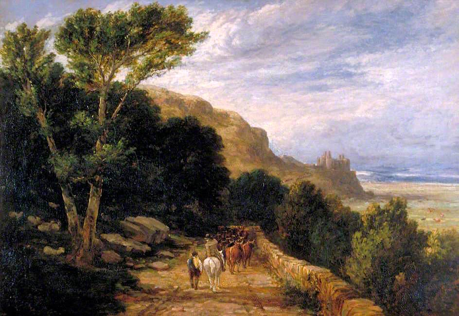 Landscape, Harlech Castle, vintage artwork by David Cox the Younger, A3 (16x12") Poster Print
