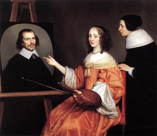 Margareta Maria de Roodere and Her Parents, vintage artwork by Gerard van Honthorst, 12x8" (A4) Poster