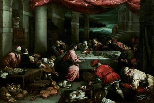 Wedding at Cana, vintage artwork by Leandro Bassano, 12x8" (A4) Poster