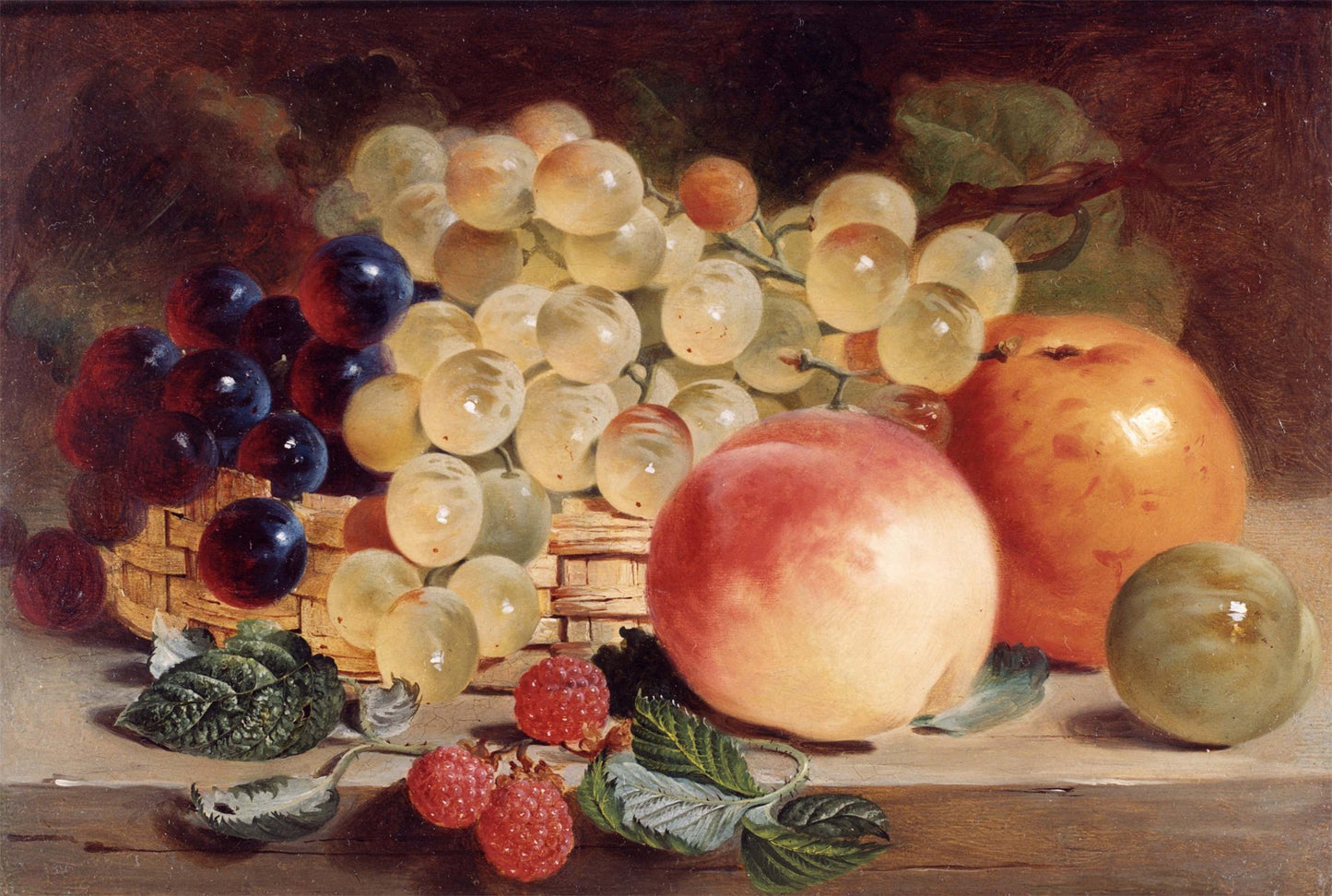 Still Life with Fruit on a Table, vintage artwork by George Lance, A3 (16x12") Poster Print