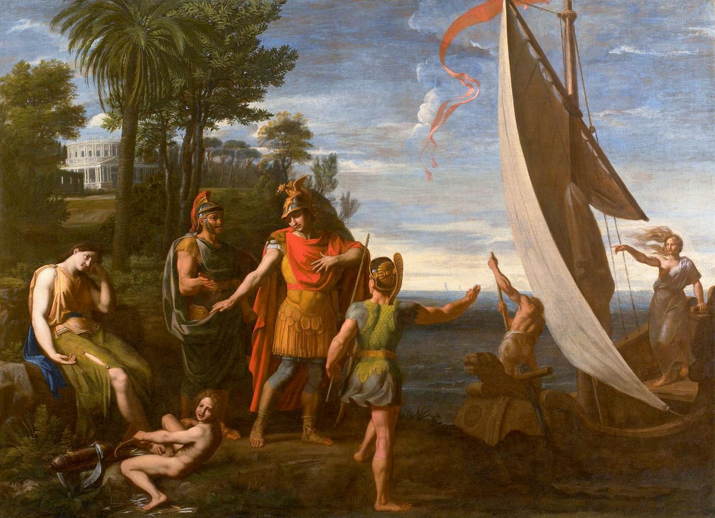Rinaldo Abandoning Armida, vintage artwork by Nicolas Colombel, 12x8" (A4) Poster