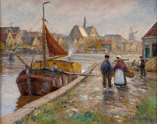 View of Emden, vintage artwork by Helmut Liesegang, 12x8" (A4) Poster