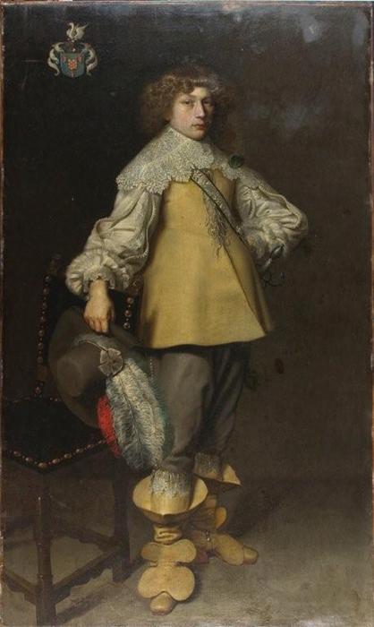 Portrait of a Young Man Holding a Plumed Hat, vintage artwork by Gerard van Honthorst, 12x8" (A4) Poster