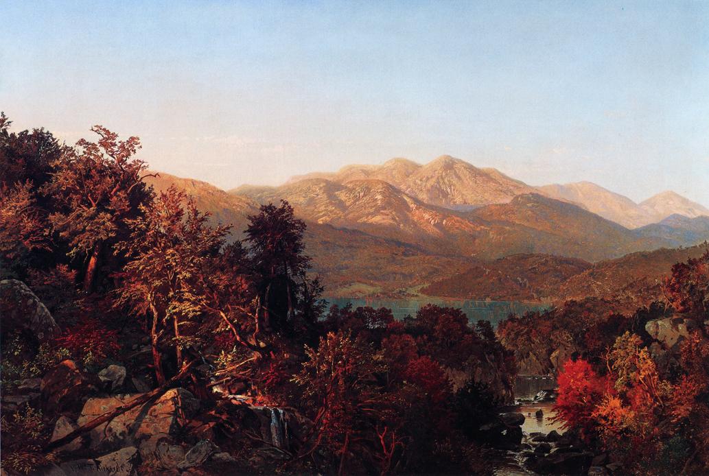 Autumn in the Adirondacks, vintage artwork by William Trost Richards, 12x8" (A4) Poster