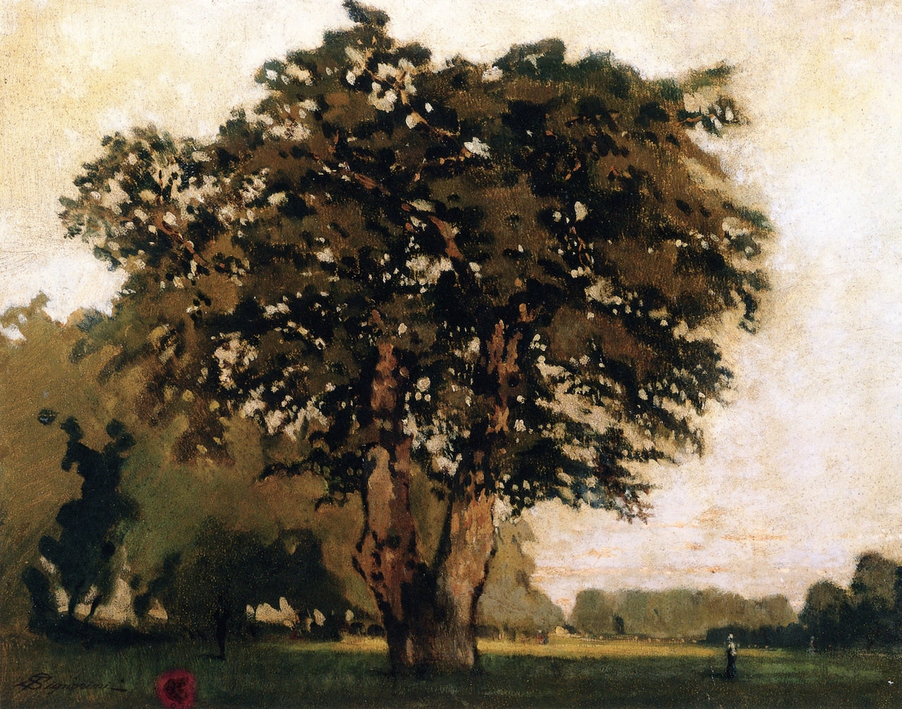 Il quercine alle cascine, vintage artwork by Telemaco Signorini, 12x8" (A4) Poster