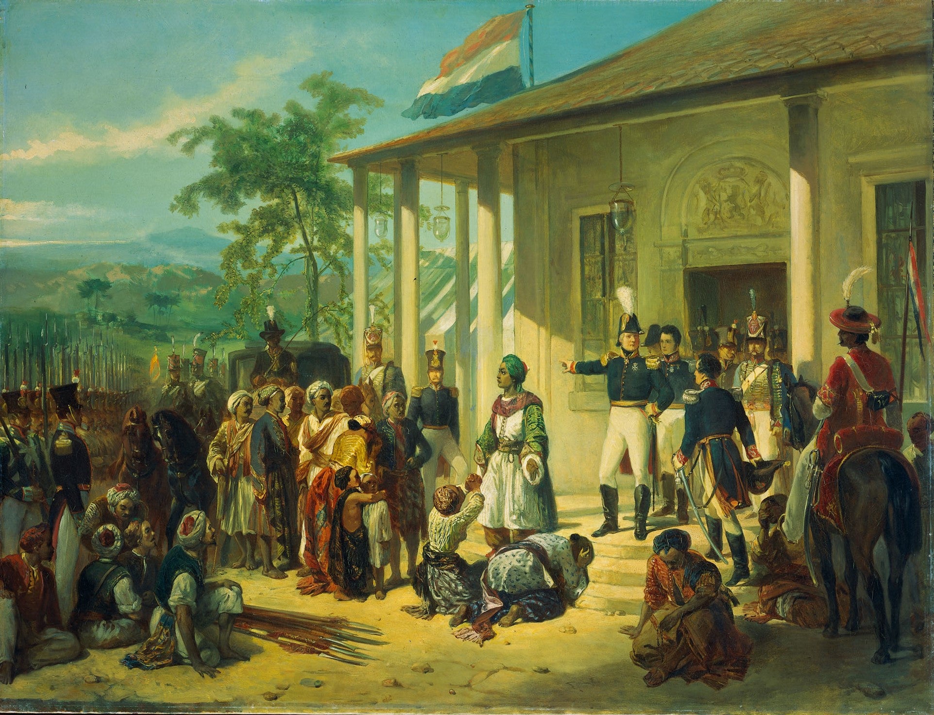 The Arrest of Diepo Negoro by  Lieutenant-General Baron De Kock, vintage artwork by Nicolaas Pieneman, A3 (16x12") Poster Print