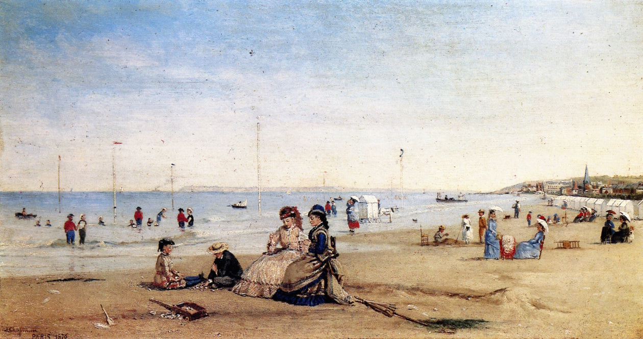 Plage de Trouville, vintage artwork by Conrad Wise Chapman, 12x8" (A4) Poster