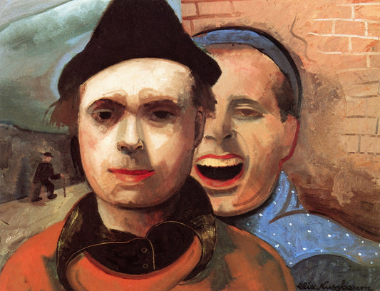 Self-Portrait with Brother, vintage artwork by Felix Nussbaum, 12x8" (A4) Poster