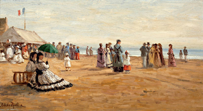 Summer Day on the Beach, vintage artwork by Adrianus Phillipus de la Rivière, 12x8" (A4) Poster
