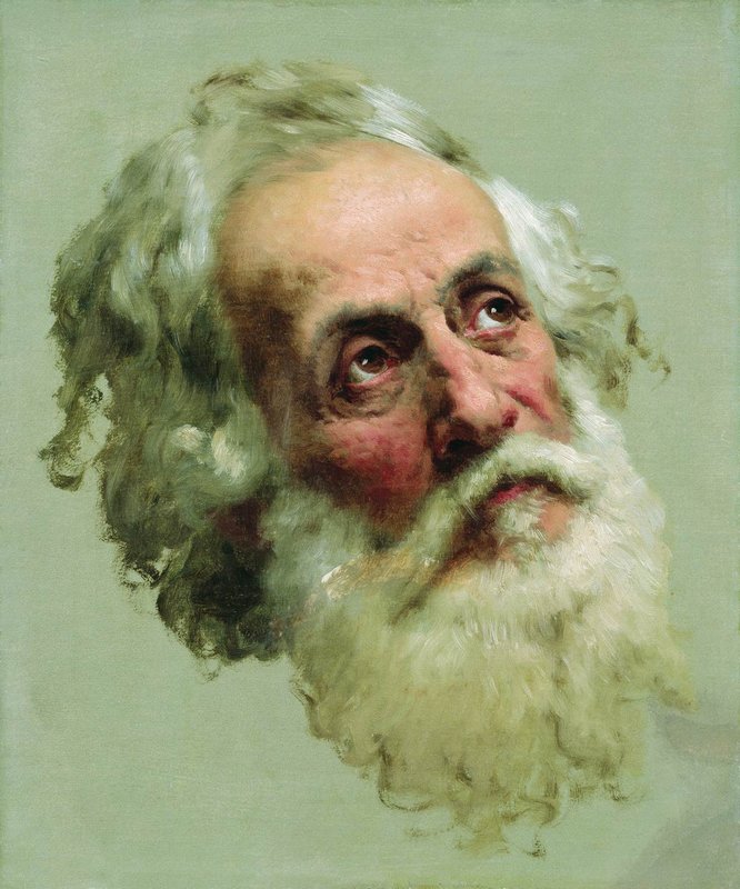 Head of St.Peter (study), vintage artwork by Fedor Bronnikov, 12x8" (A4) Poster