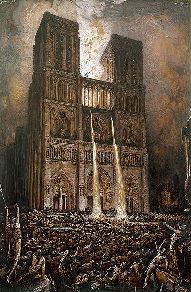 The Populace Besieging Notre-Dame, vintage artwork by François Chifflart, 12x8" (A4) Poster
