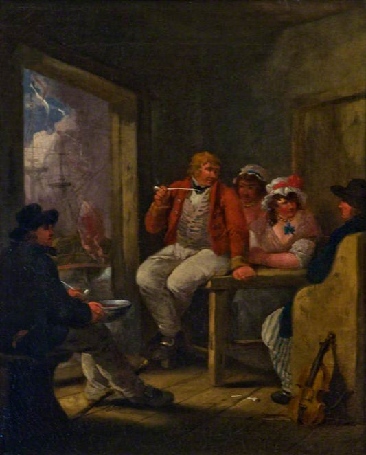 Jack Ashore, an Inn Scene with Sailors, vintage artwork by George Morland, 12x8" (A4) Poster