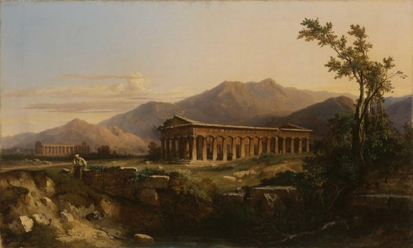 The Temple of Poseidon at Paestum, vintage artwork by Jules Coignet, A3 (16x12") Poster Print