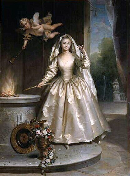 Marie-Françoise Perdrigeon as a Vestal, vintage artwork by Jean Raoux, 12x8" (A4) Poster