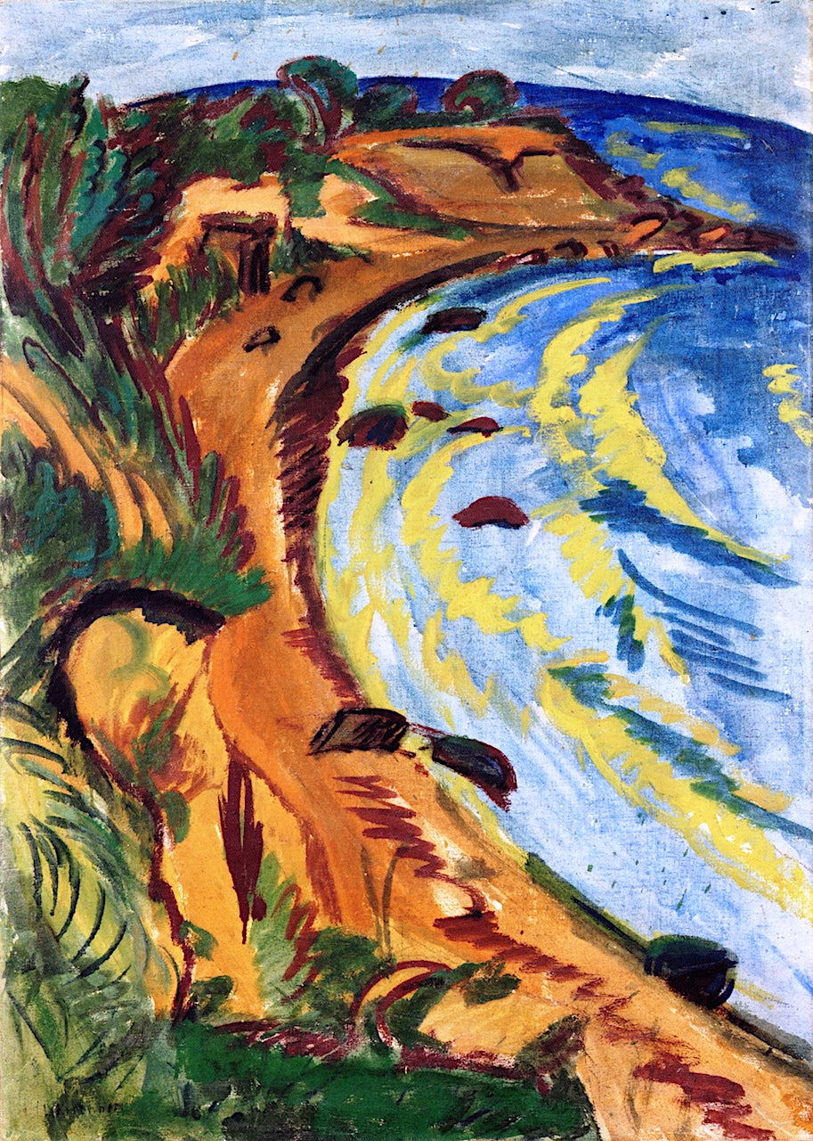 Bay on the Fehmarn Coast, vintage artwork by Ernst Ludwig Kirchner, 12x8" (A4) Poster