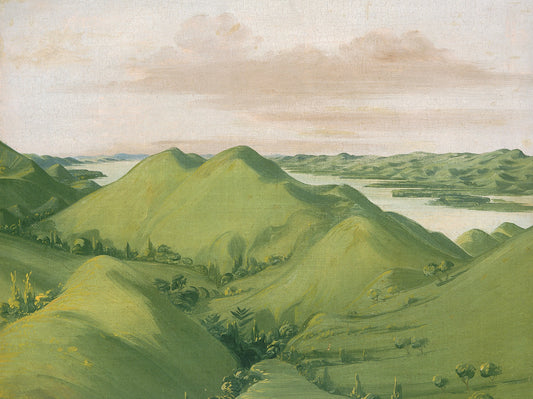 Beautiful Grassy Bluffs, 110 Miles above St. Louis, vintage artwork by George Catlin, A3 (16x12") Poster Print
