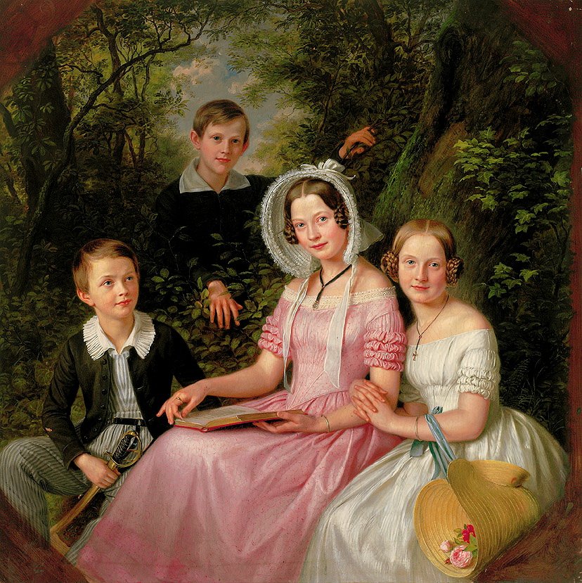 Portrait of the Sons and Daughters of the Jeweller Reiss, vintage artwork by Carl Adolf Henning, A3 (16x12") Poster Print