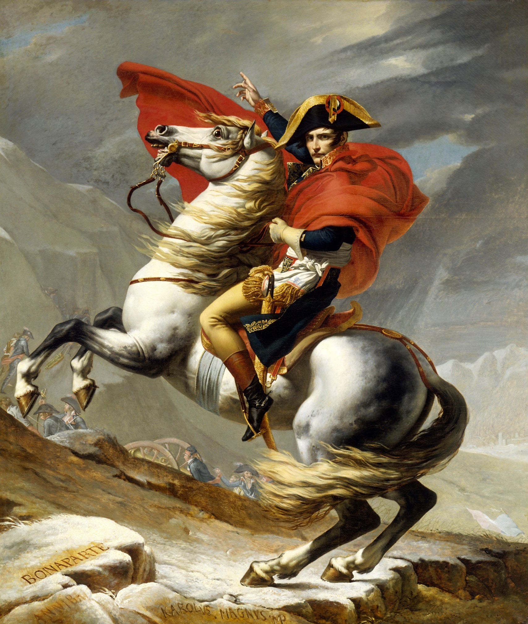 Napoleon Crossing the Alps (Versailles 1), vintage artwork by Jacques-Louis David, 12x8" (A4) Poster