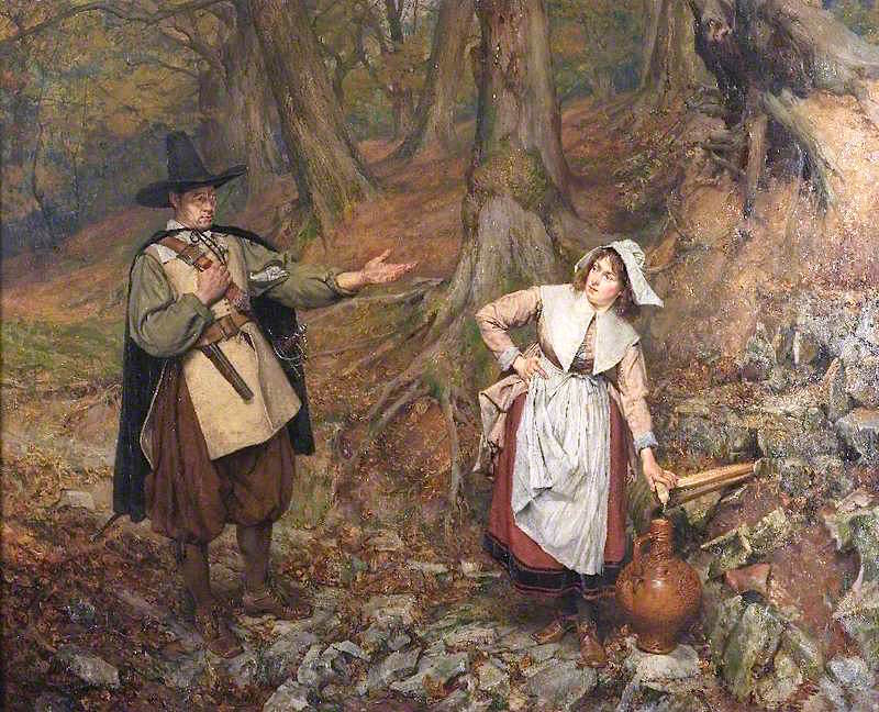 The Puritan and the Maid, vintage artwork by Edgar Bundy, 12x8" (A4) Poster