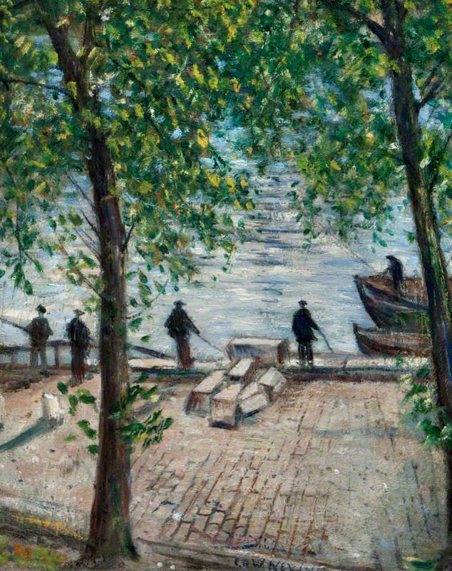 Fishermen on the Seine by Christopher Nevinson,16x12(A3) Poster