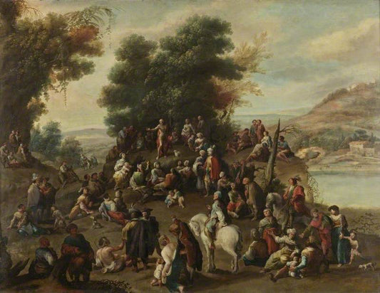 John the Baptist Preaching, vintage artwork by Frans Francken the Younger, 12x8" (A4) Poster