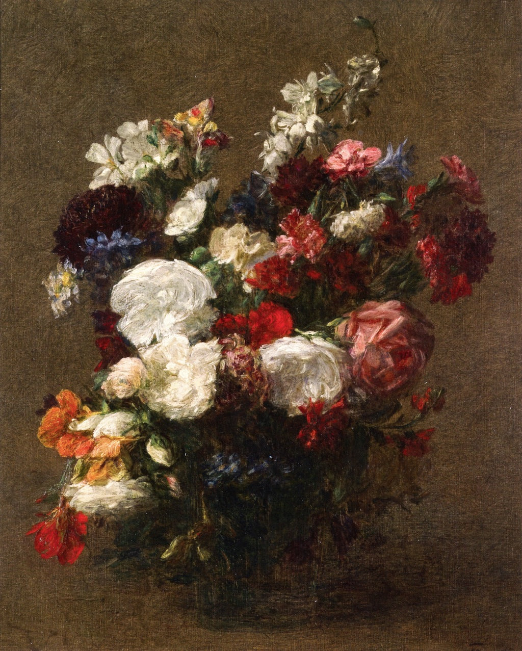 Diverse Flowers, vintage artwork by Henri Fantin-Latour, 12x8" (A4) Poster