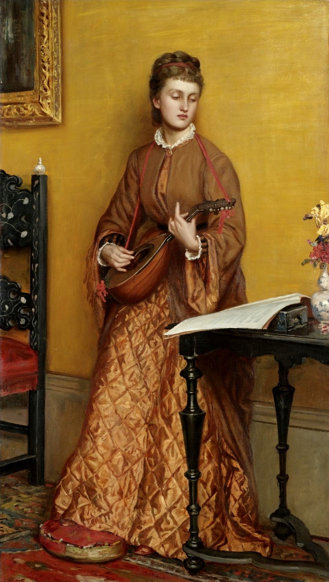 The Mandolin Player, vintage artwork by Valentine Cameron Prinsep, 12x8" (A4) Poster
