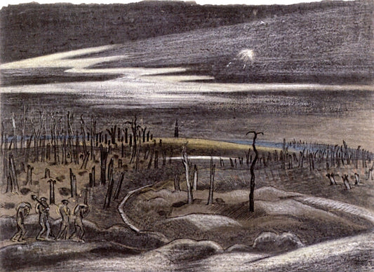 Nightfall, Zillebeke District, vintage artwork by Paul Nash, 12x8" (A4) Poster