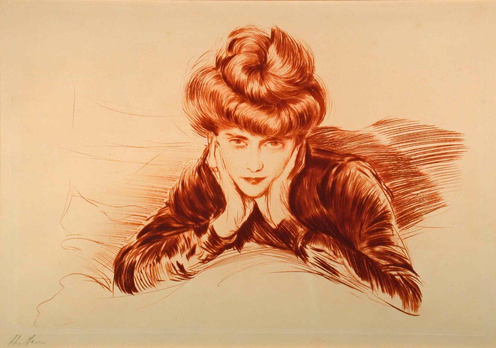 Madame Helleu, vintage artwork by Paul Cesar Helleu, 12x8" (A4) Poster