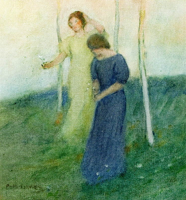 The Flower Pickers, vintage artwork by Arthur B. Davies, 12x8" (A4) Poster