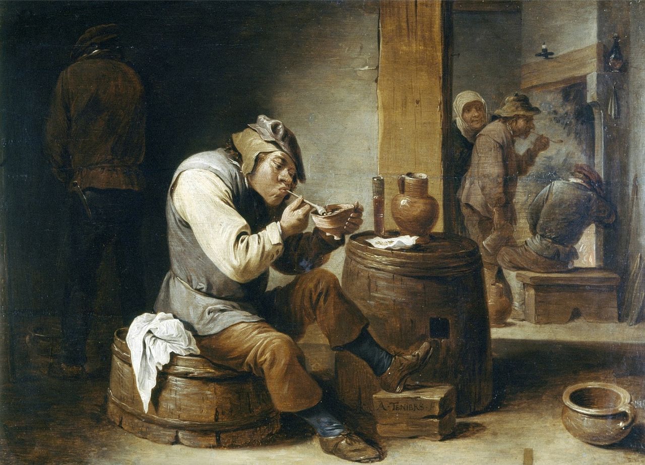 Smokers and Drinkers, vintage artwork by Abraham Teniers, 12x8" (A4) Poster